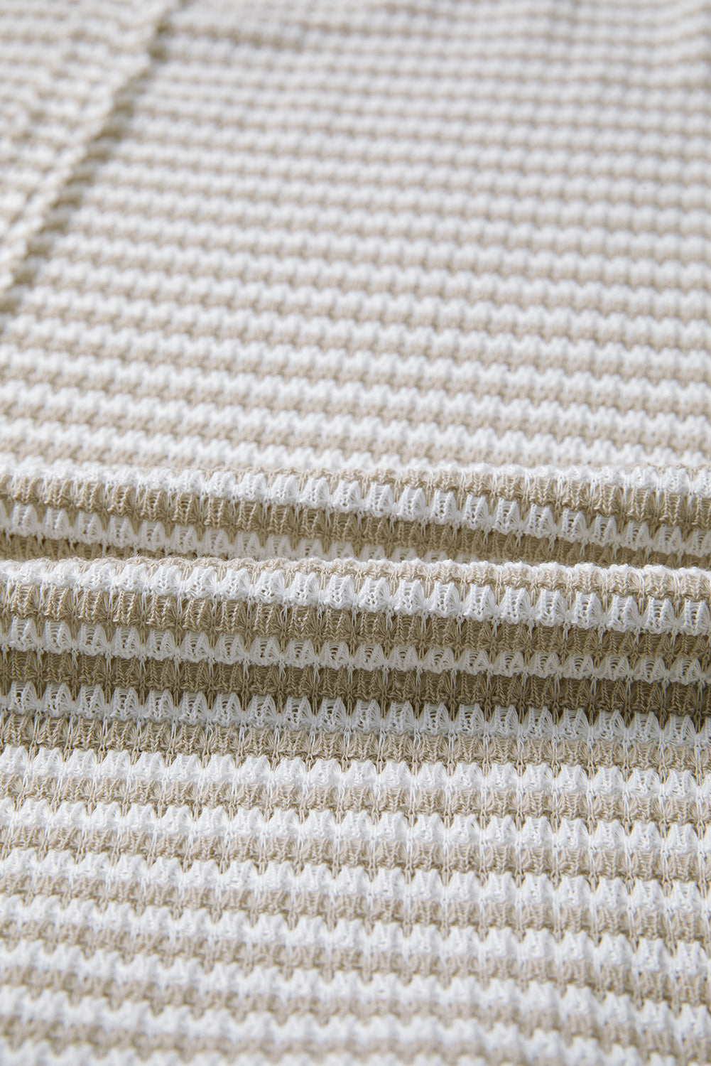 Brown Stripe Ribbed Trim Drop Shoulder Long Sleeve Oversize Top