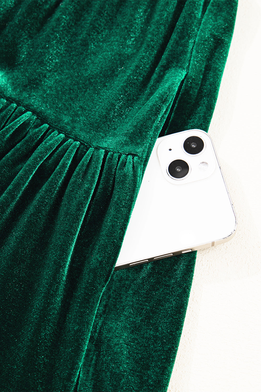 Evergreen Sequin Puff Sleeve High Waist Tiered Velvet Mini Dress