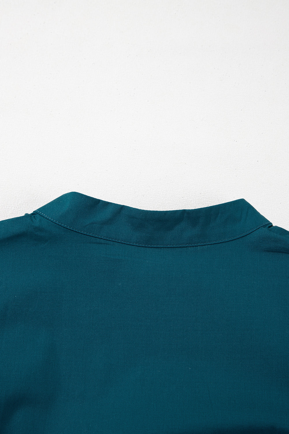 Blue Sapphire Colorblock Split V Neck Puff Sleeve Mini Dress