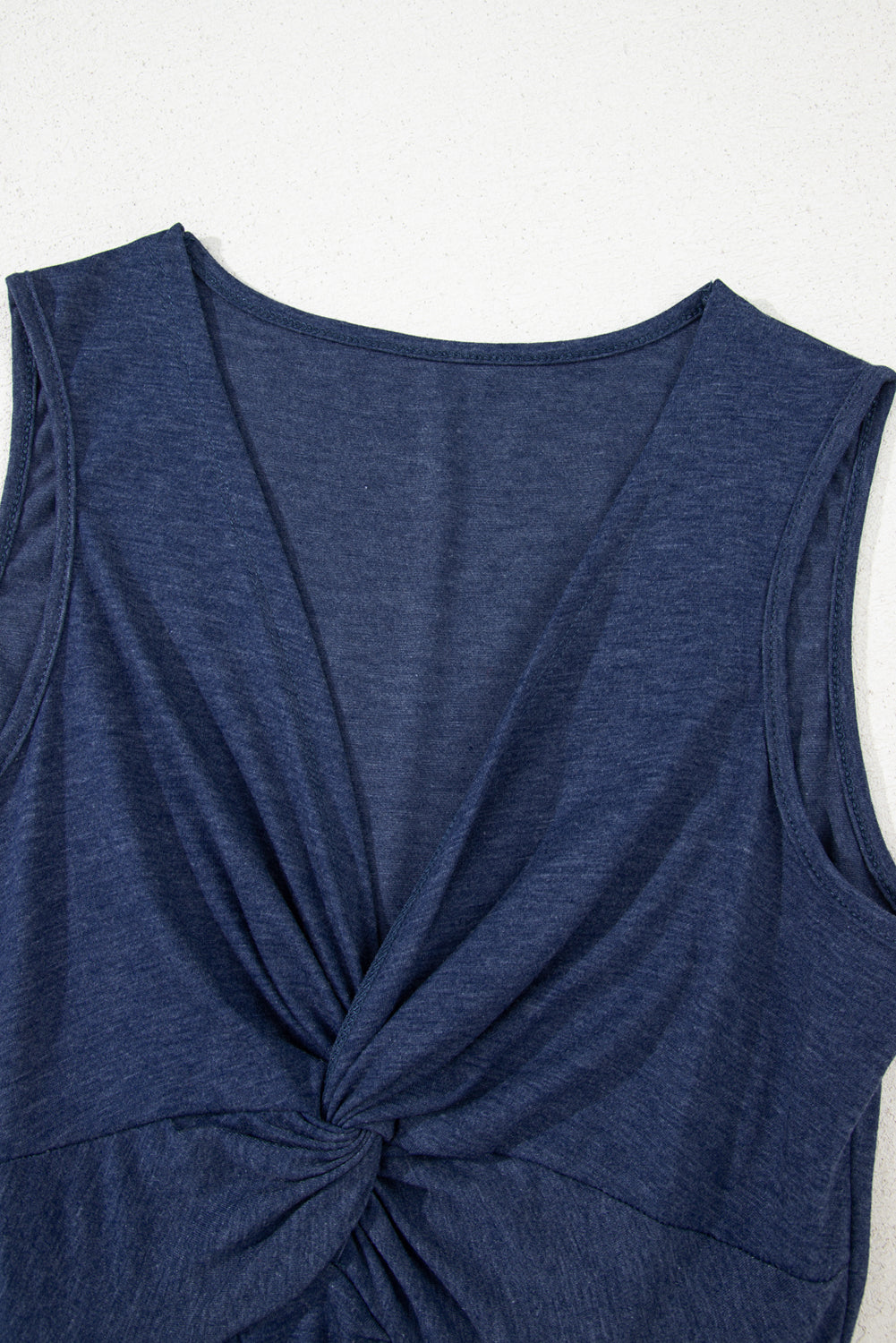 Dirty blue Twisted Bust V Neck Sleeveless Dress