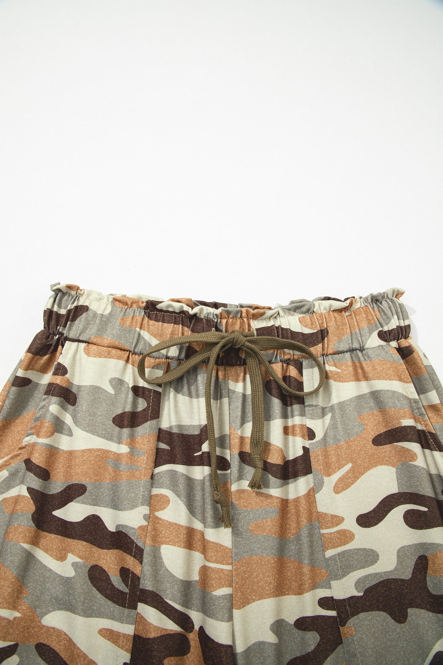 Green Camouflage Printed Drawstring Elastic Waist Jogger Pants