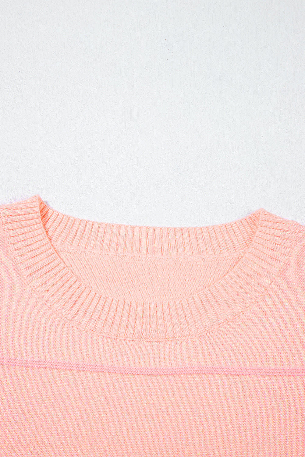 Pink Colorblock Striped Half Sleeve Drop Shoulder Sweater