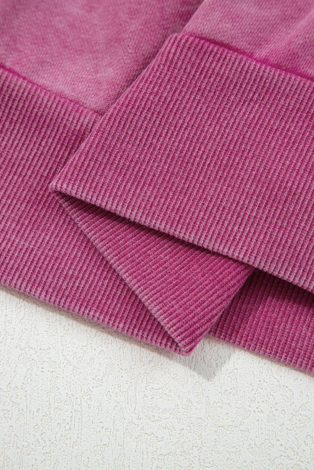 Rose Red Lace Patchwork Detail Notched Neck Mineral Wash Baggy Sweatshirt