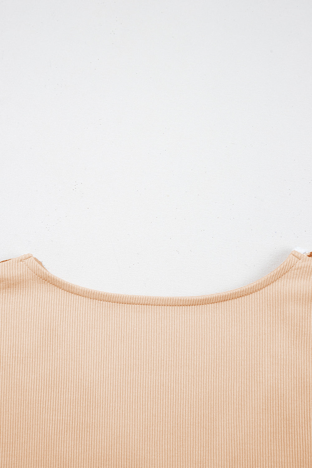 Pale Chestnut Crochet Floral V Neck Textured Short Sleeve Blouse