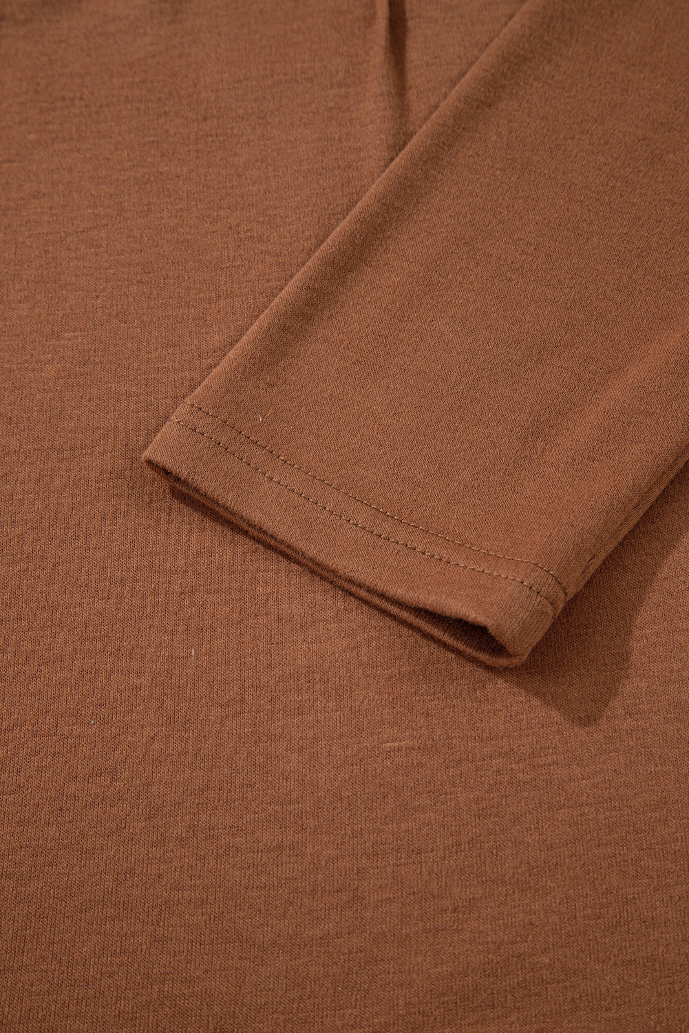 Cinnamon Solid Color Seam Detail Raglan Long Sleeve Top