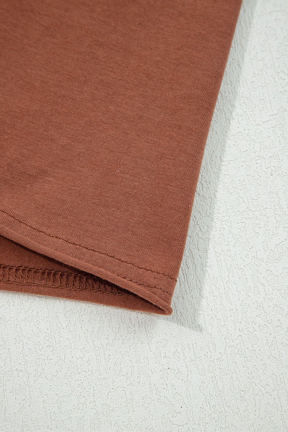 Chestnut Raw Seam Detail Solid Color Long Sleeve Top