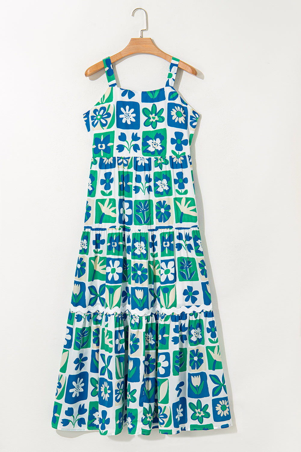 Multicolour Floral Maxi Sundress with Ricrac Trim