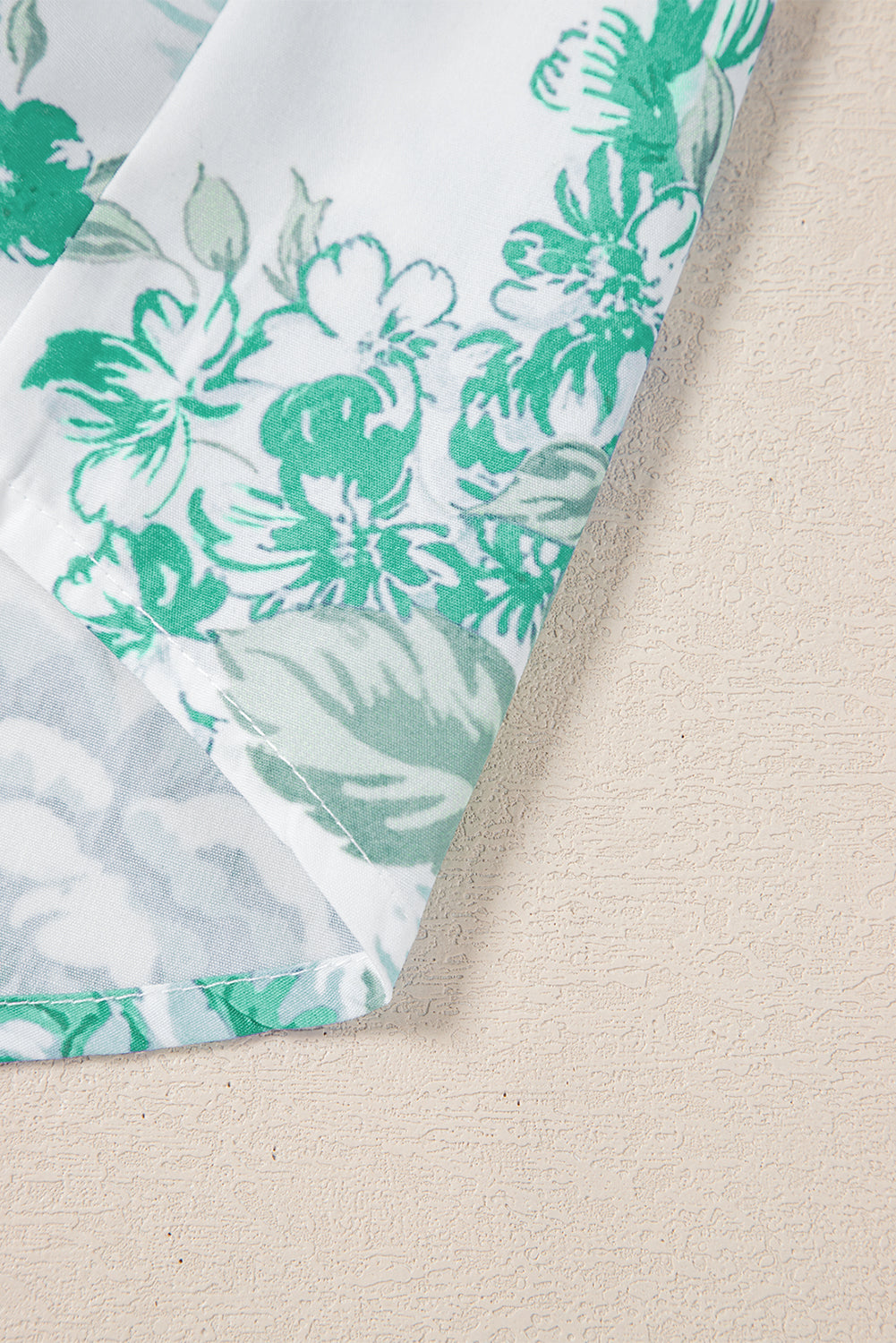 Green Floral Print Ruffle Sleeve Frilly Button Up Shirt