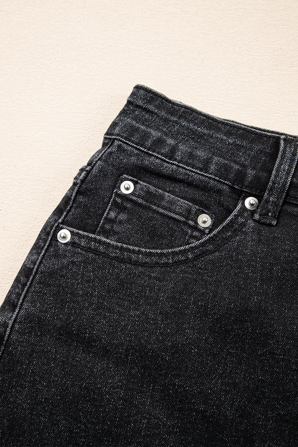 Carbon Grey Mineral Wash Ripped Raw Hem Denim Mini Skirt