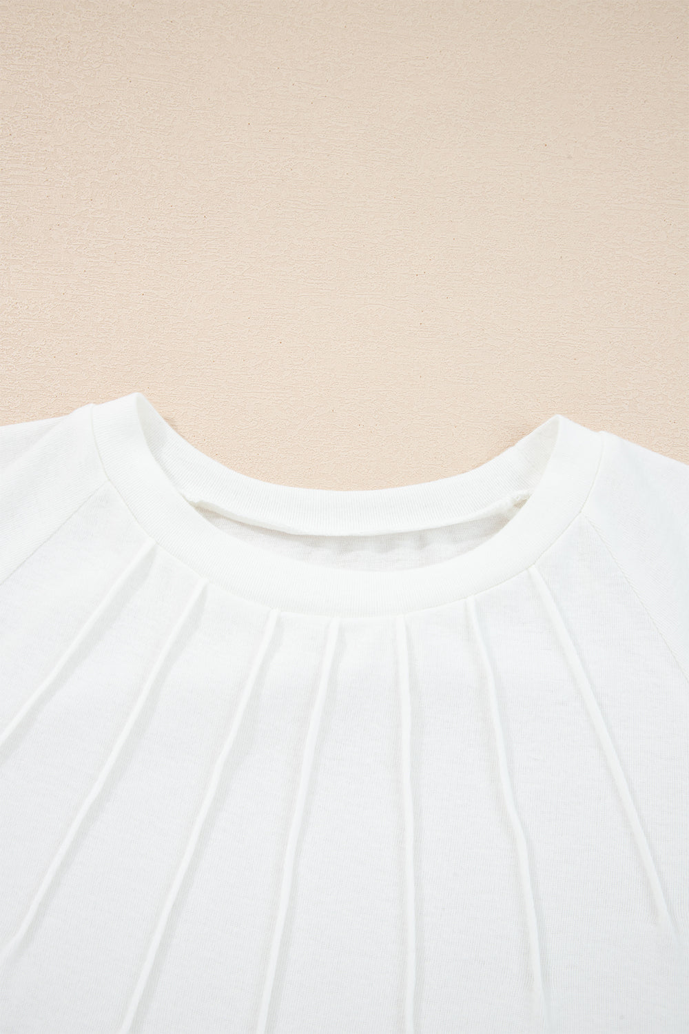 White Solid Color Seam Detail Raglan Long Sleeve Top