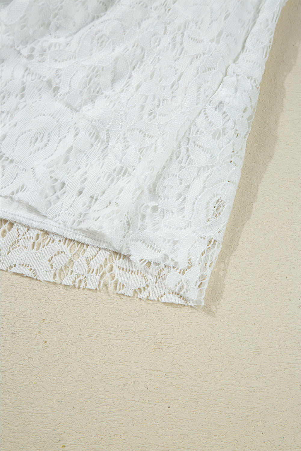 White Tie V Neck Lace Ruffle Detail Long Sleeve Blouse