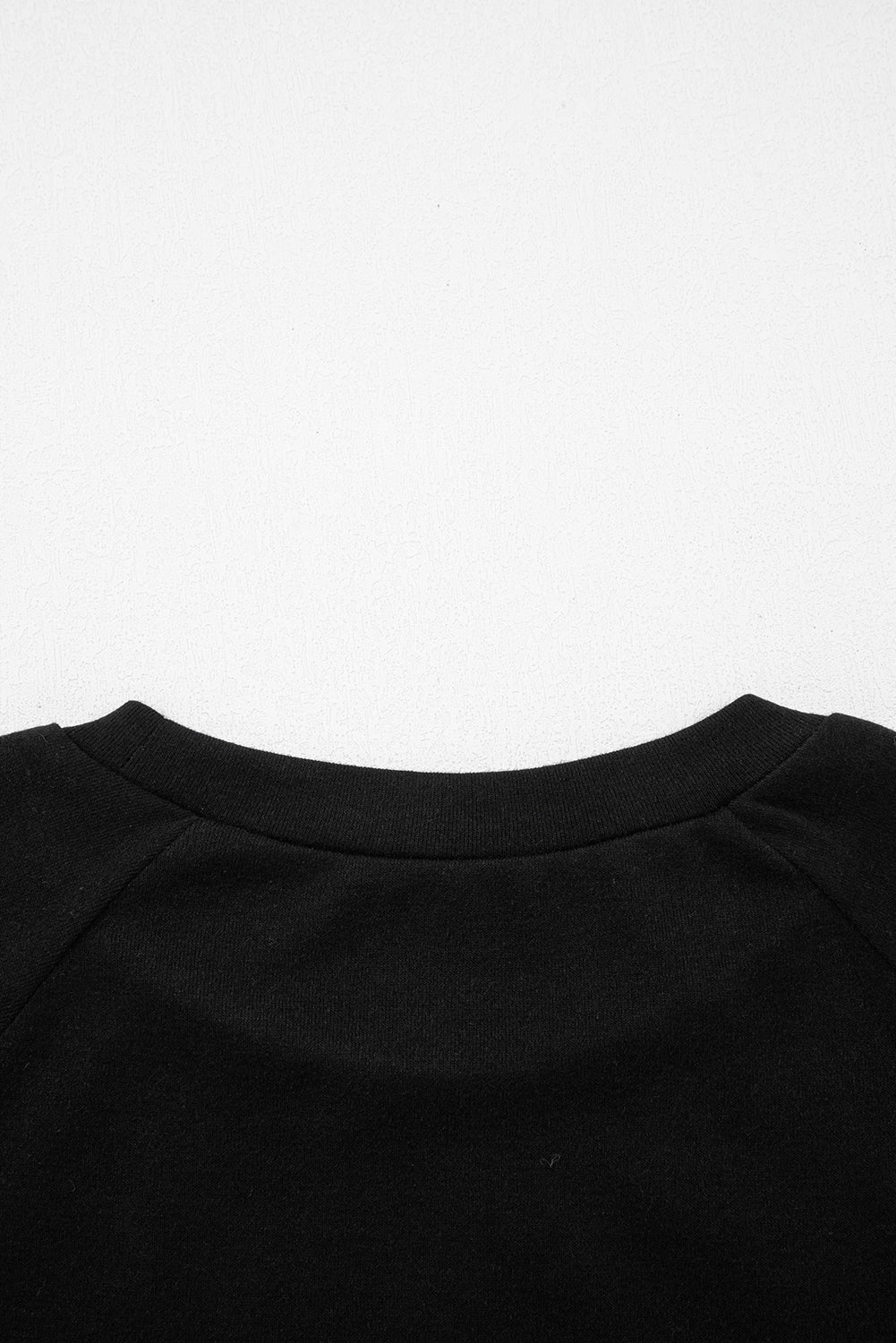 Black Solid Color Seam Detail Raglan Long Sleeve Top