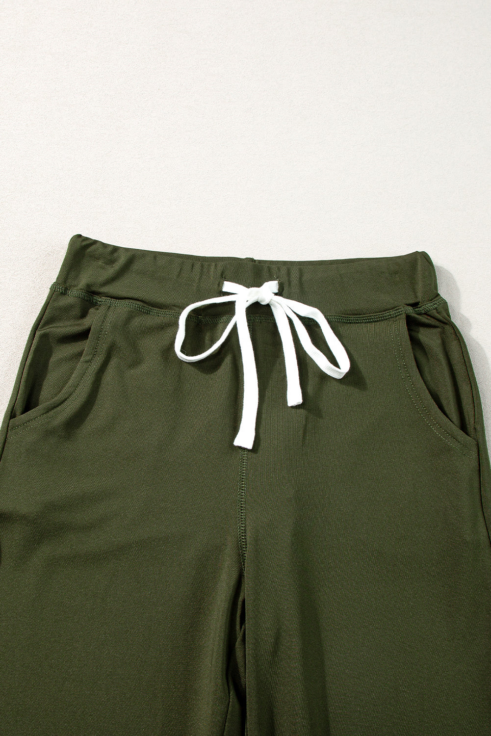 Moss Green Drawstring Elastic Waistband Pocketed Joggers