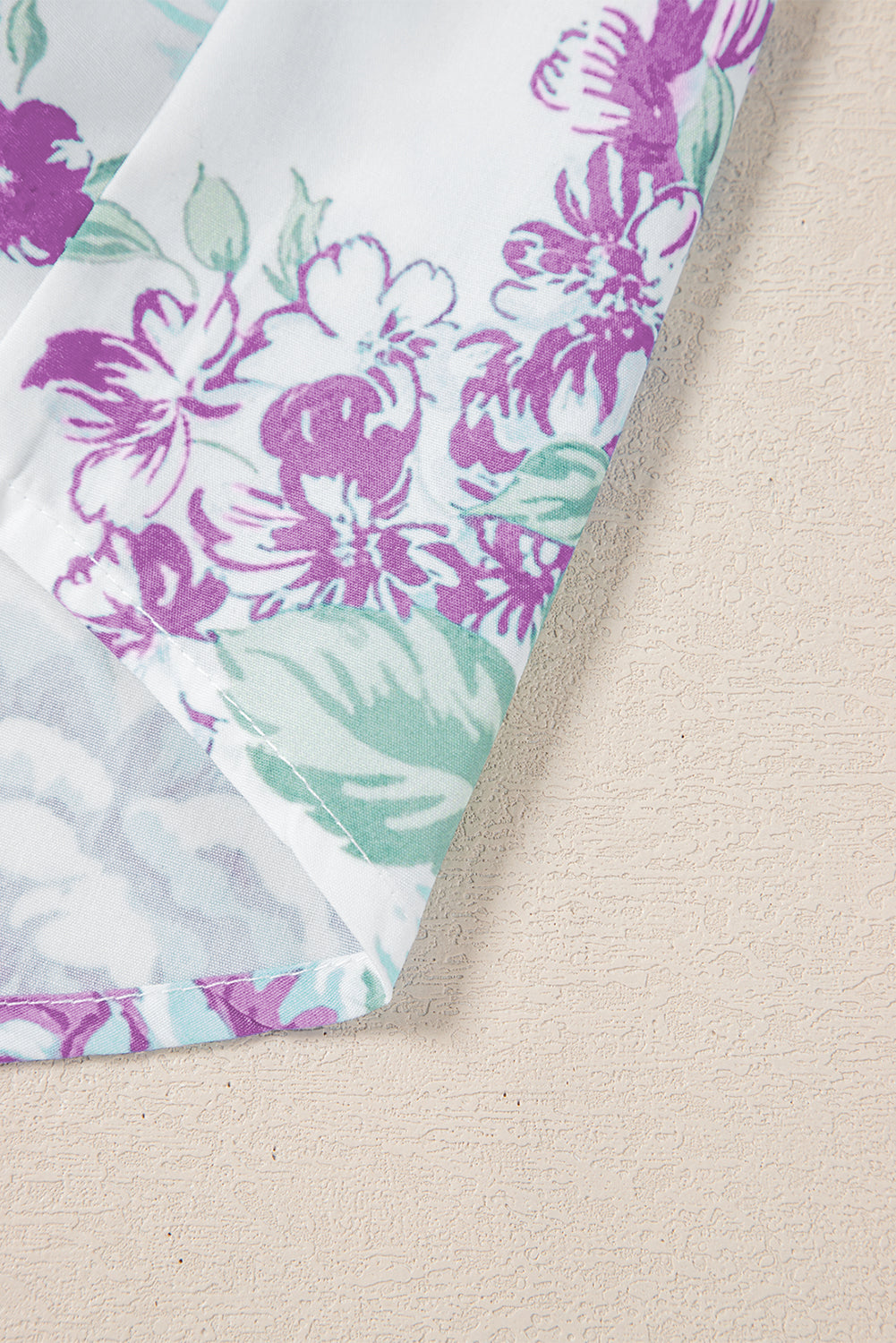 Purple Floral Print Ruffle Sleeve Frilly Button Up Shirt