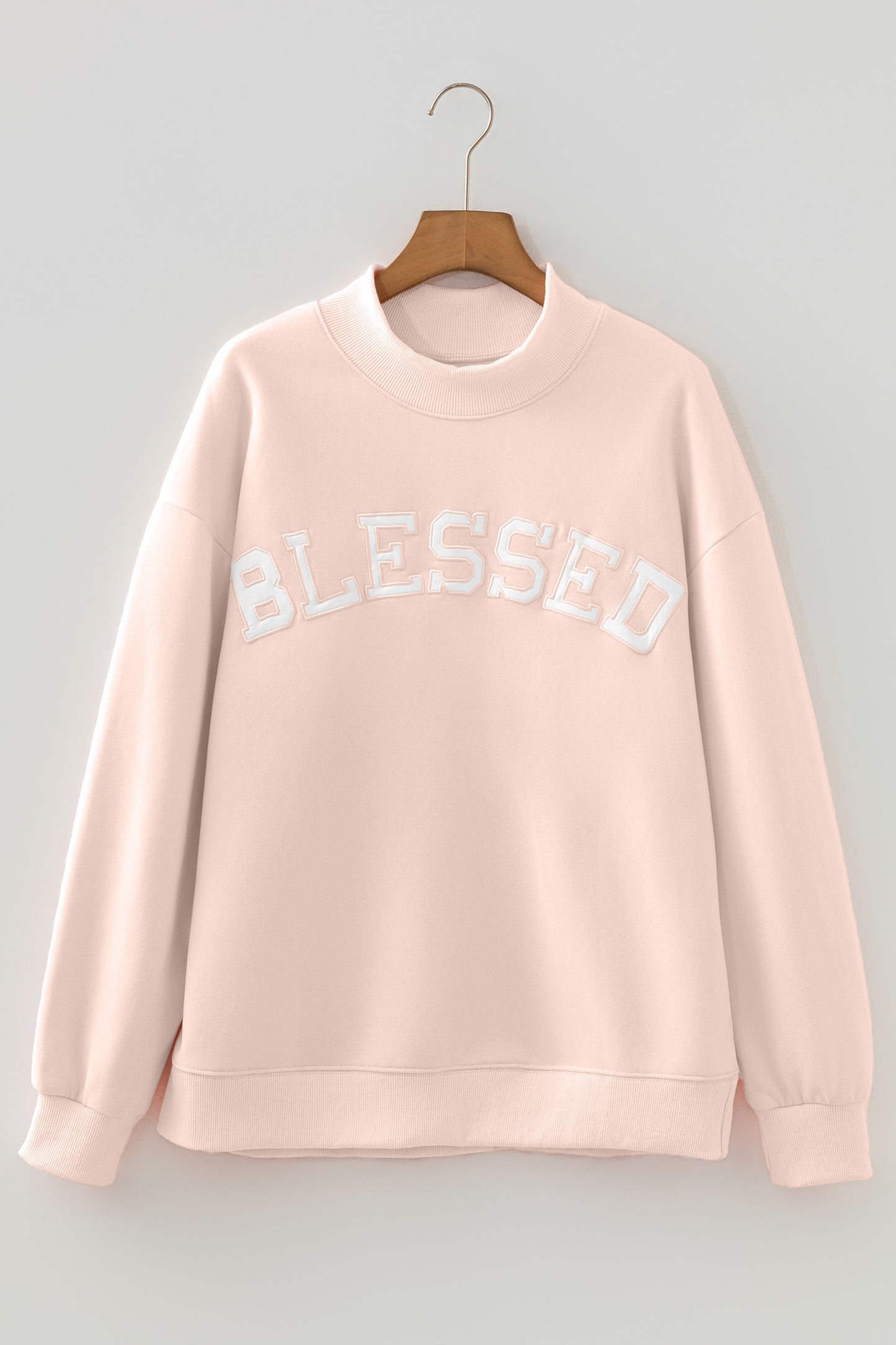 Apricot Pink Oversize Mock Neck Sweatshirt