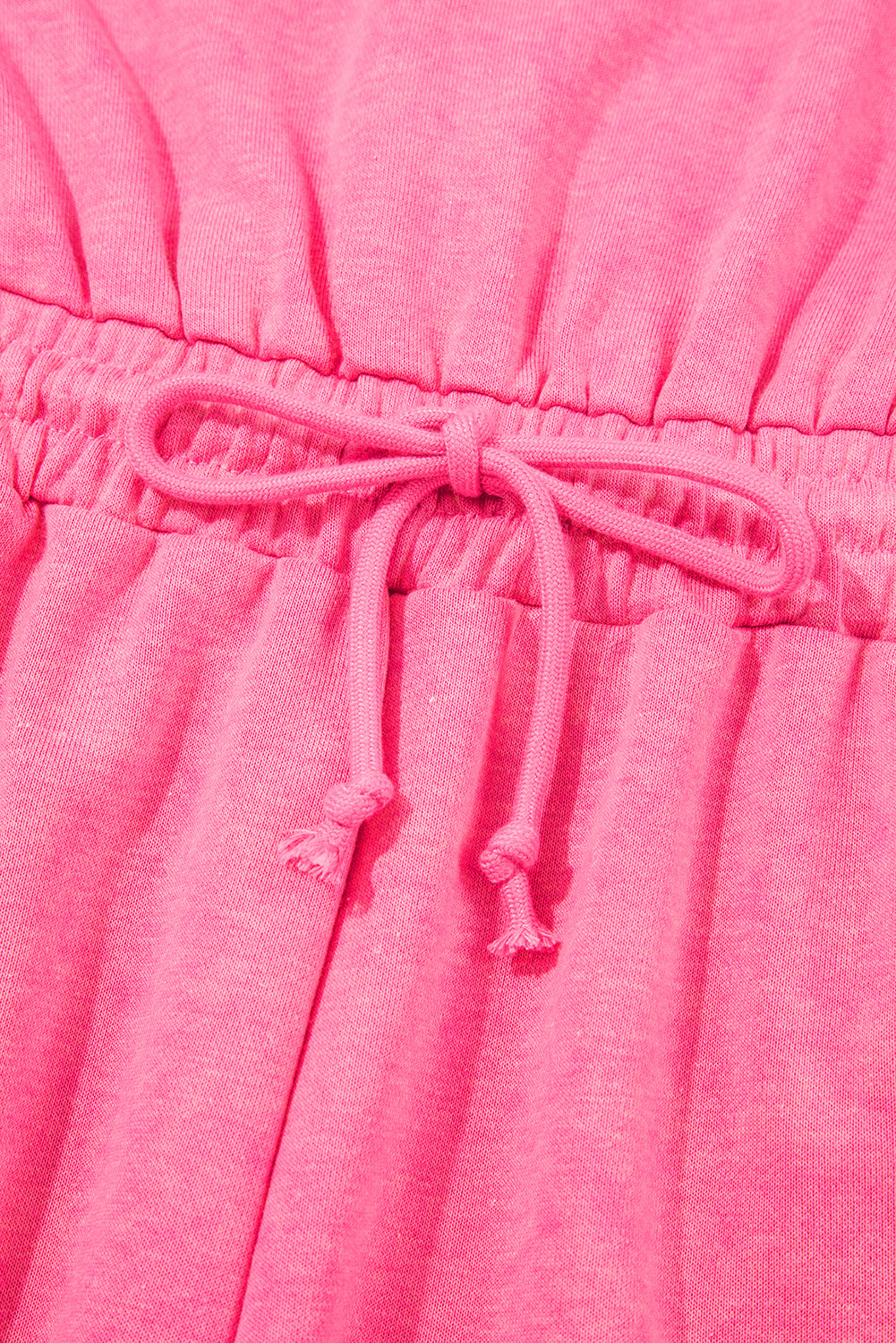 Bonbon Mineral Wash Drawstring Elastic Waistband Hollow Out Back Short Sleeve Romper