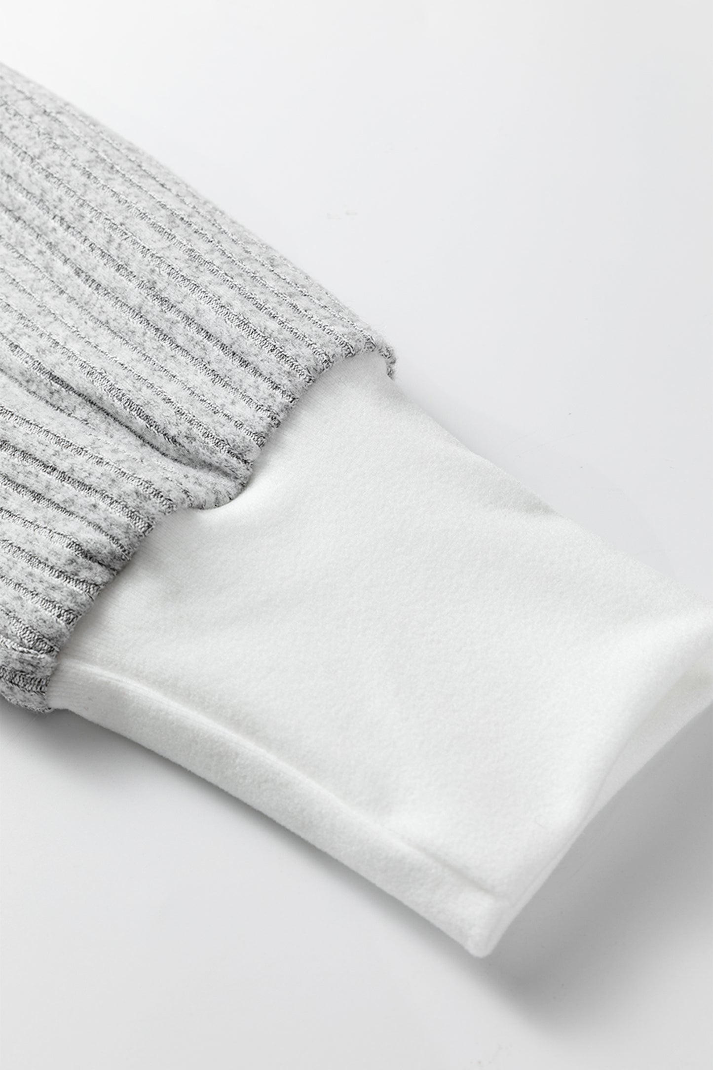 Gray Leopard Print Colorblock Patchwork Ribbed Knit Top