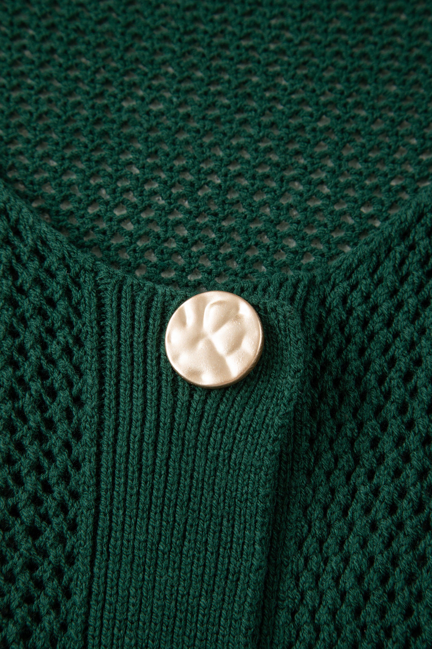 Blackish Green Plus Size Golden Accent Buttons Short Sweater Cardigan