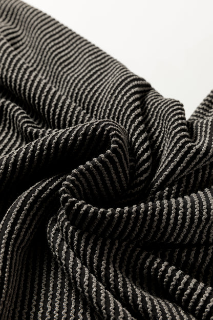 Carbon Grey Twisted Ribbed Dolman Long Sleeve Top