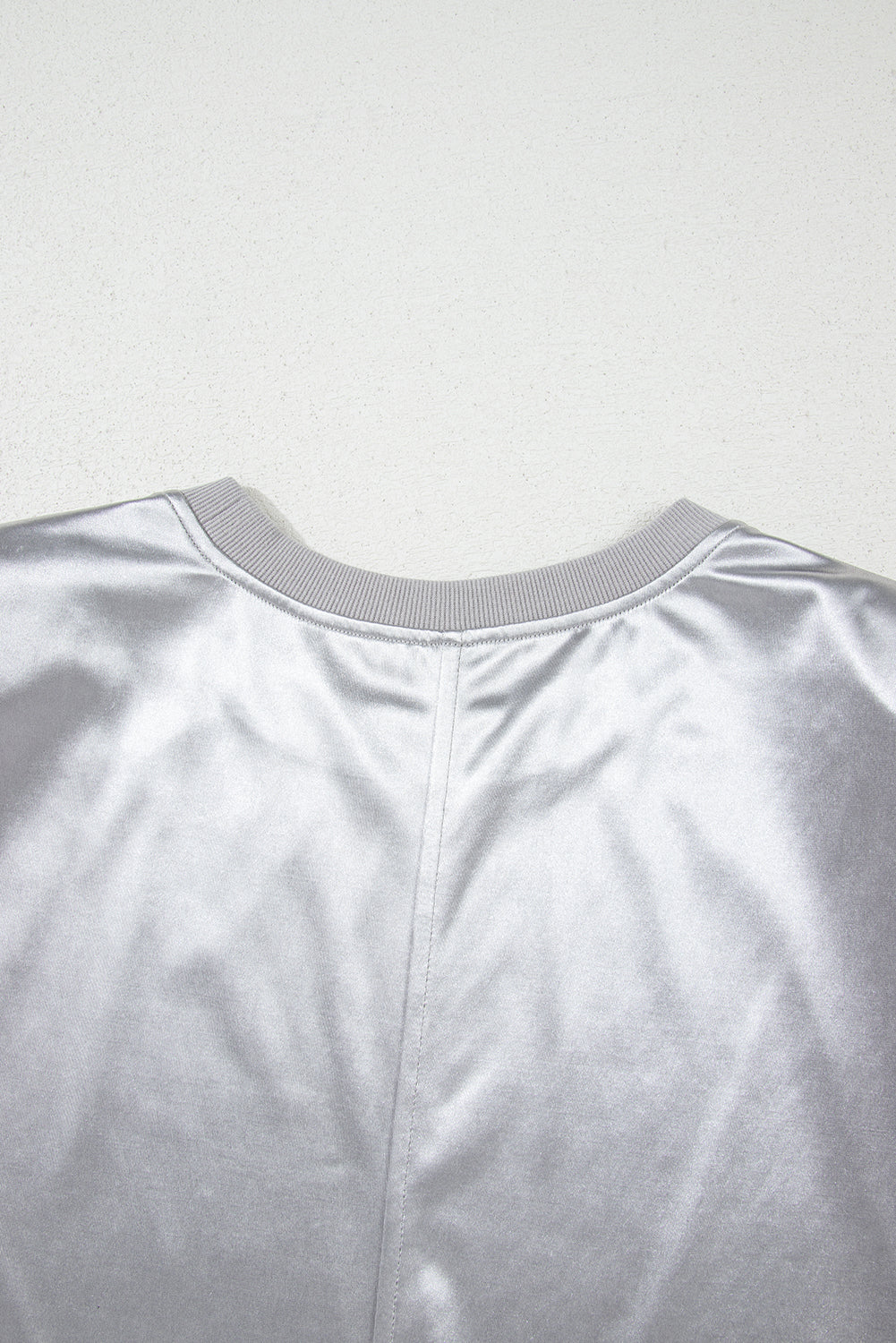Silvery Metallic Luster Crew Neck Shift Tank Top