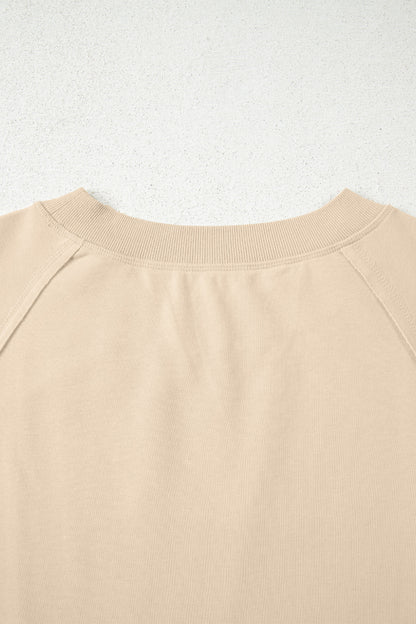 Orchid Petal Solid Color Raw Seam Patchwork Baggy Sweatshirt