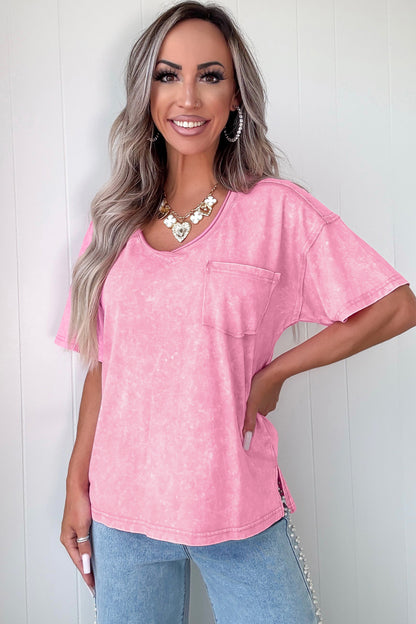 Sachet Pink Cotton Mineral Wash T Shirt
