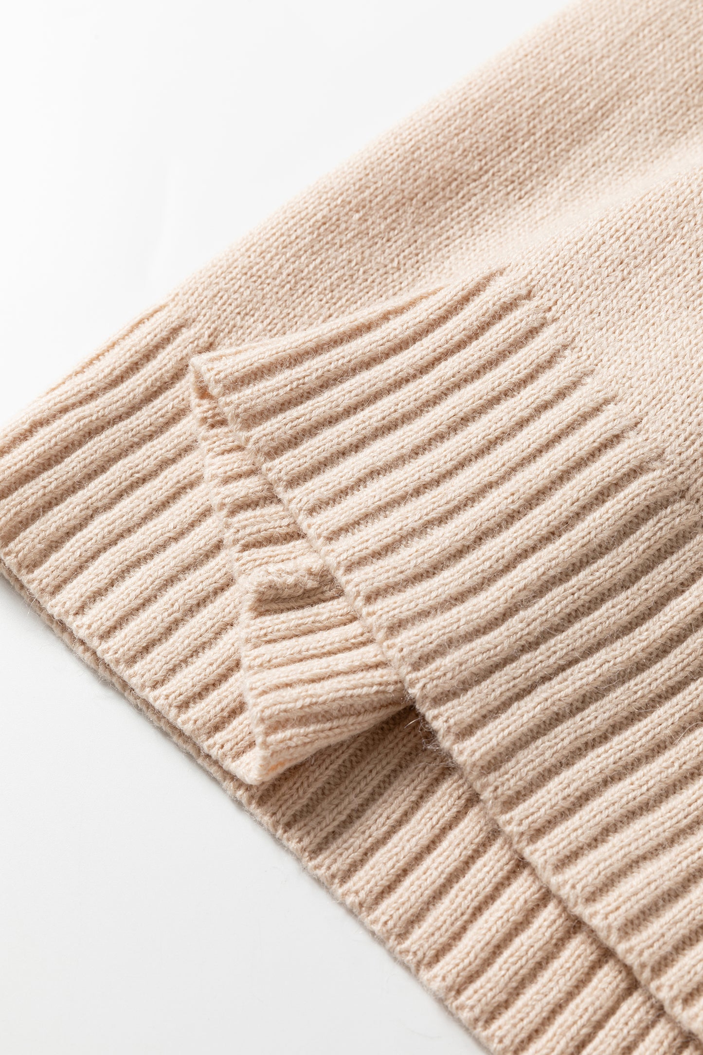 Dark Brown Ribbed Deep V Neckline Front Pocketed Loose Tunic Sweater Vest