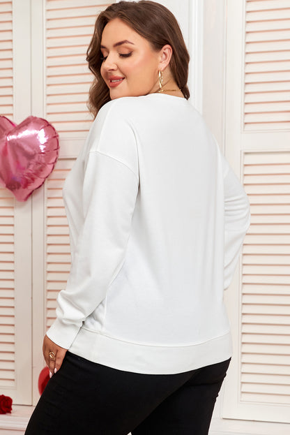 Beige Big Bow Accent Plus Size Drop Shoulder Sweatshirt