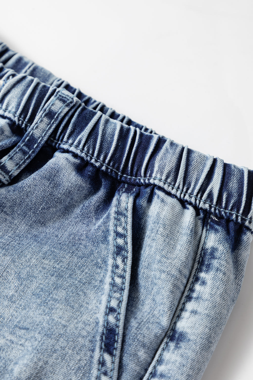 Ashleigh Blue Acid Wash Exposed Seam Drawstring Elastic Waistband Jeans