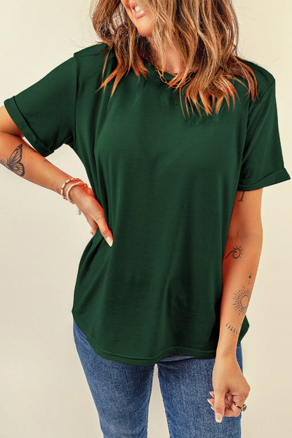 Wisteria Casual Plain Crew Neck Tee