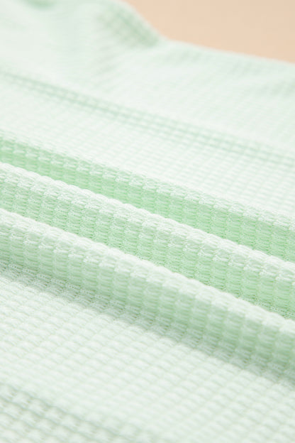 Wisteria Waffle V Neck Short Sleeve Knit Top