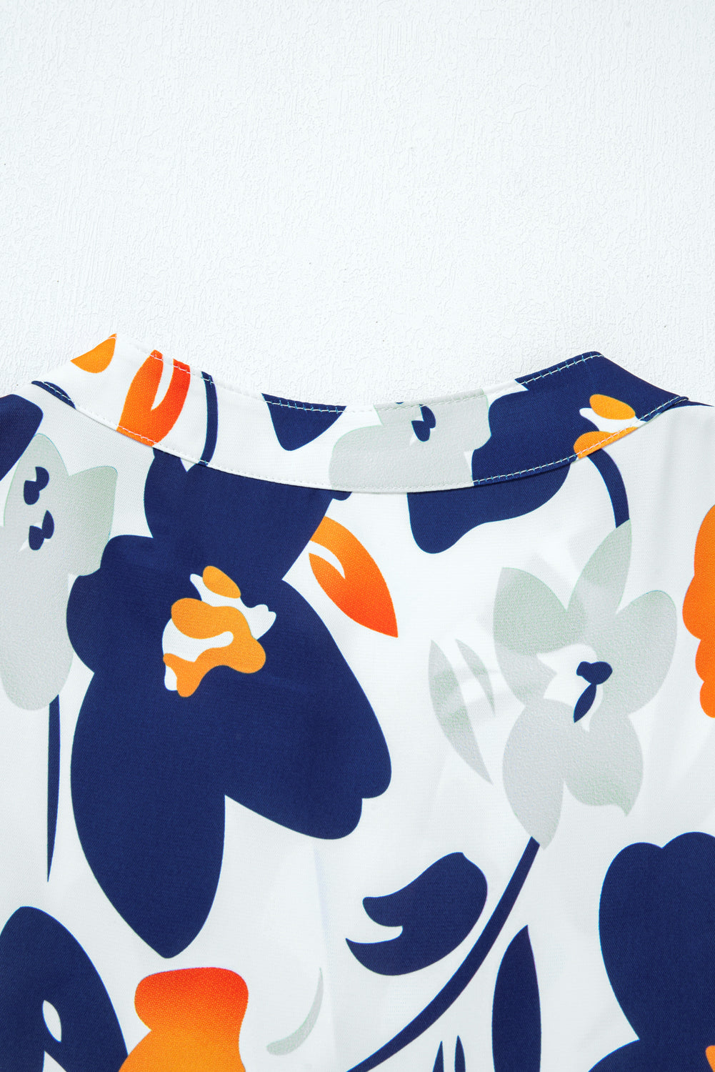 Orange Floral Print Notched Neck Flutter Sleeve Mini Dress