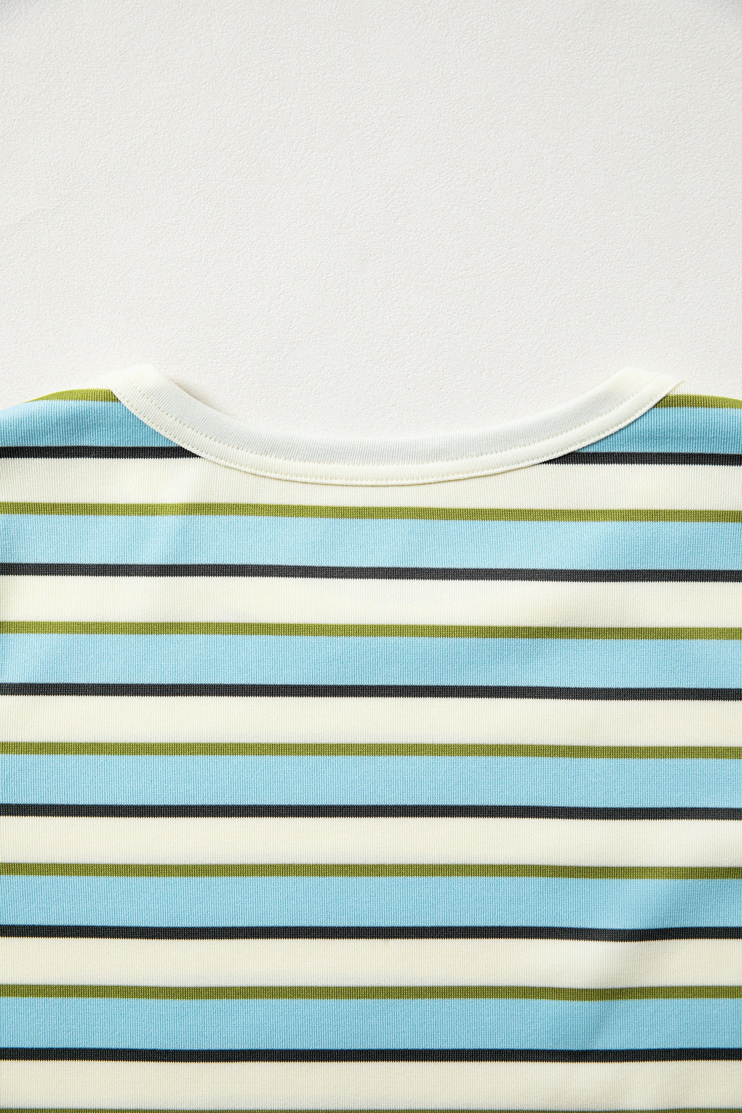 Multicolour Striped Round Neck Ribbed Knit Long Sleeve Top