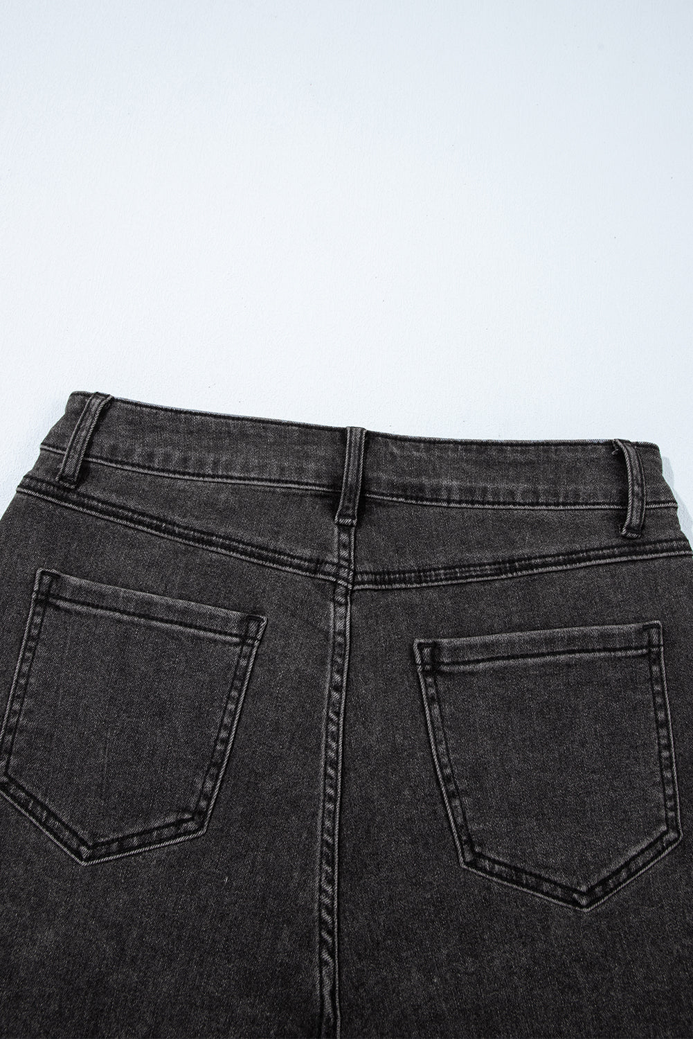 Carbon Grey Raw Hem High Waist Denim Shorts