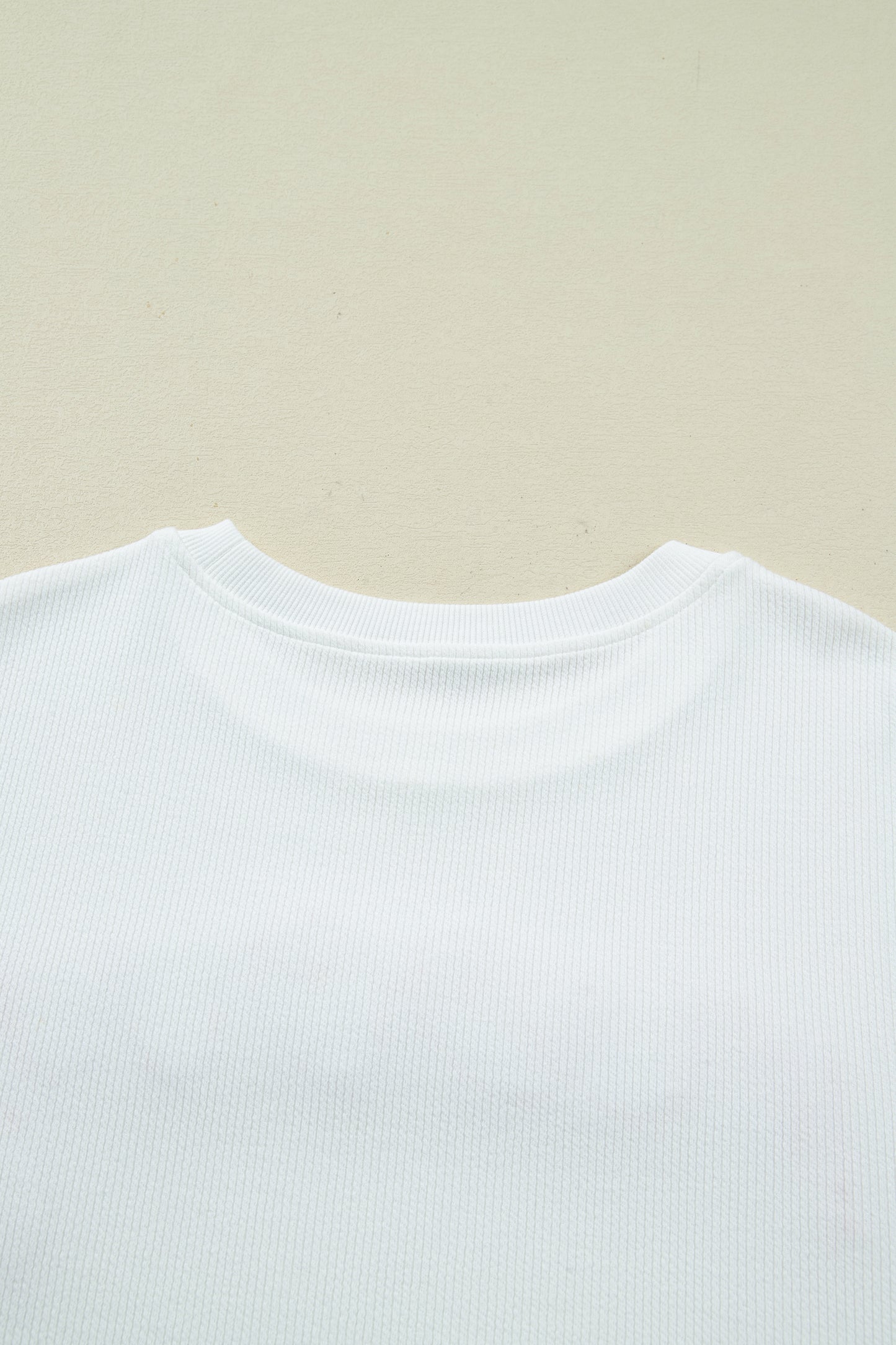 White Merry Tinsel Letter Embroidery Ribbed Drop Shoulder Sweatshirt