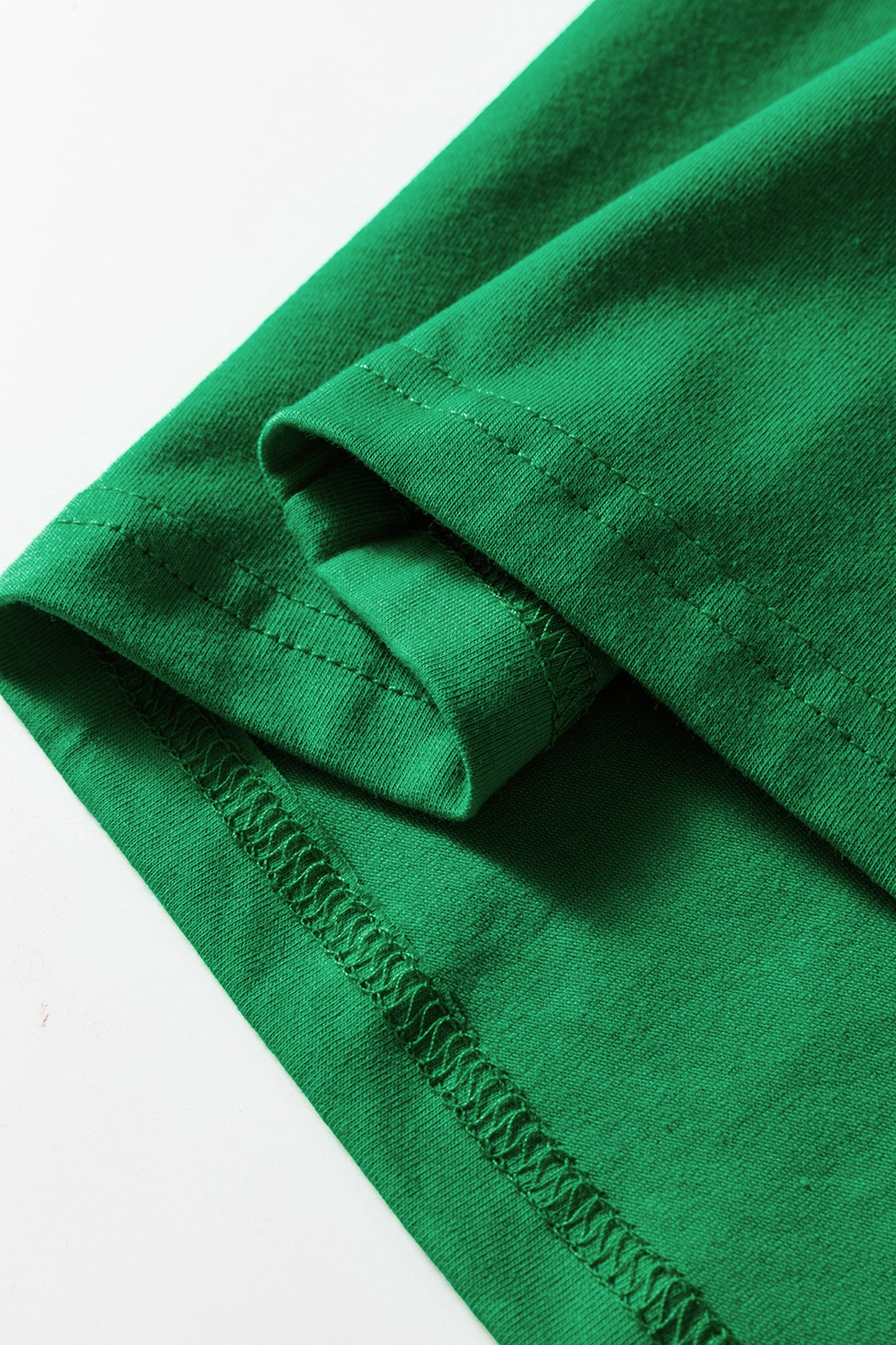 Bright Green Varsity Striped Accent Contrast Crew Neck Long Sleeve T Shirt