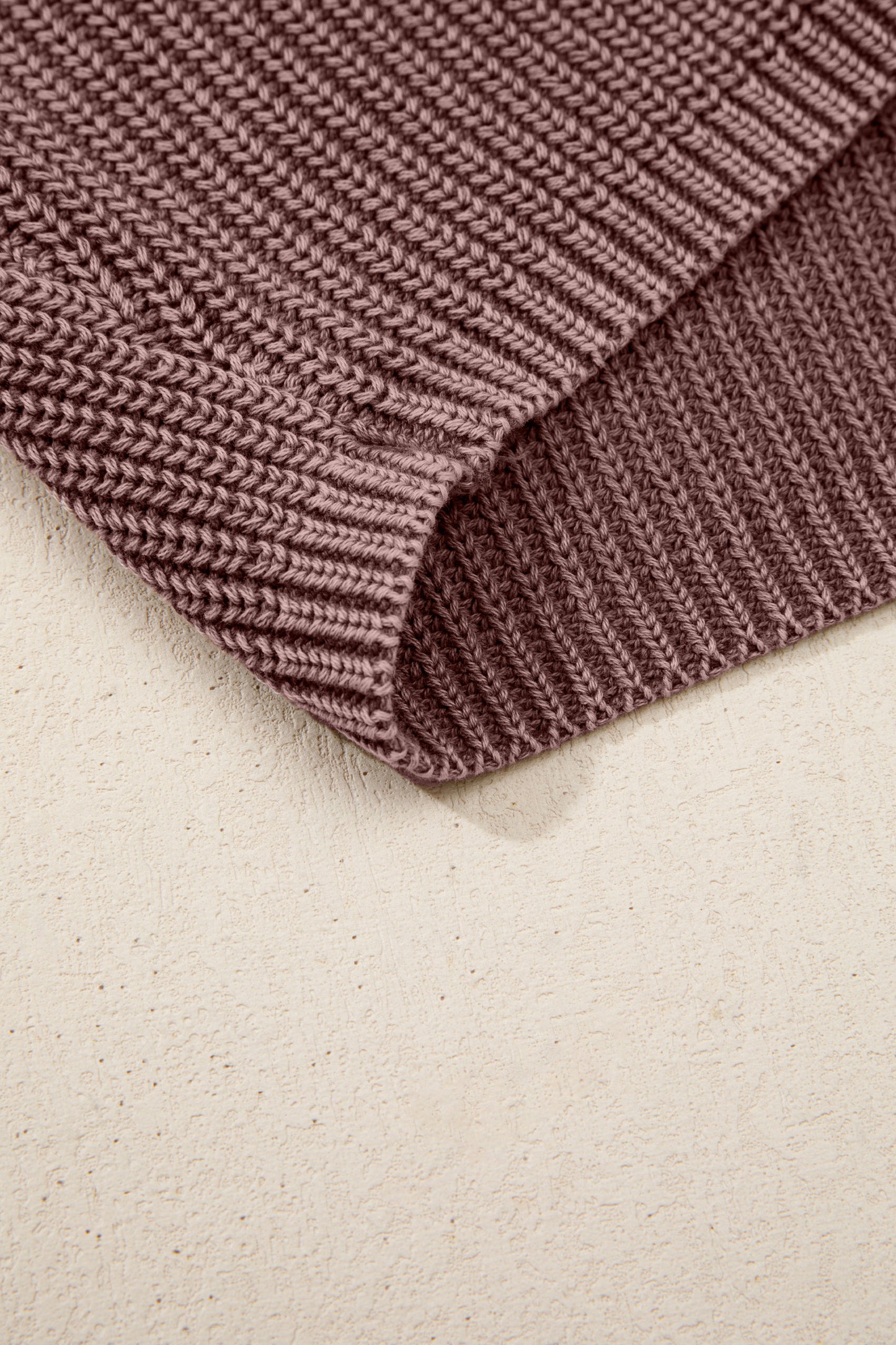 Dark Brown Mineral Washed Knit Button Polo Collar Loose Sweater