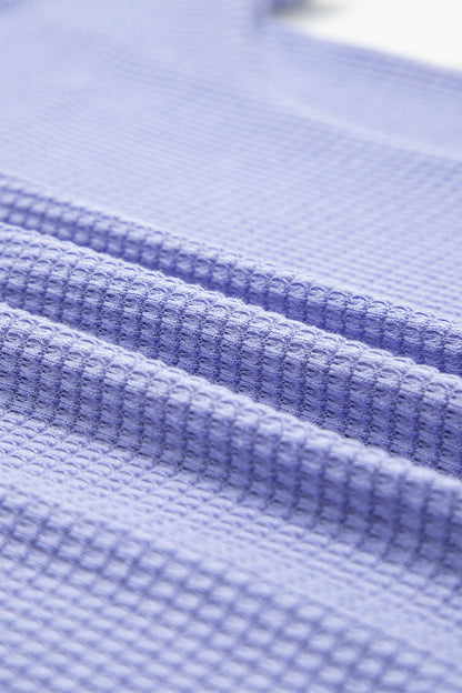 Wisteria Waffle V Neck Short Sleeve Knit Top