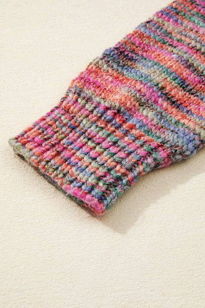 Purple Space Dye Yarn Crew Neck Sweater