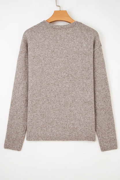 Gray Morn Contrast Colored Dot Detail Drop Shoulder Sweater
