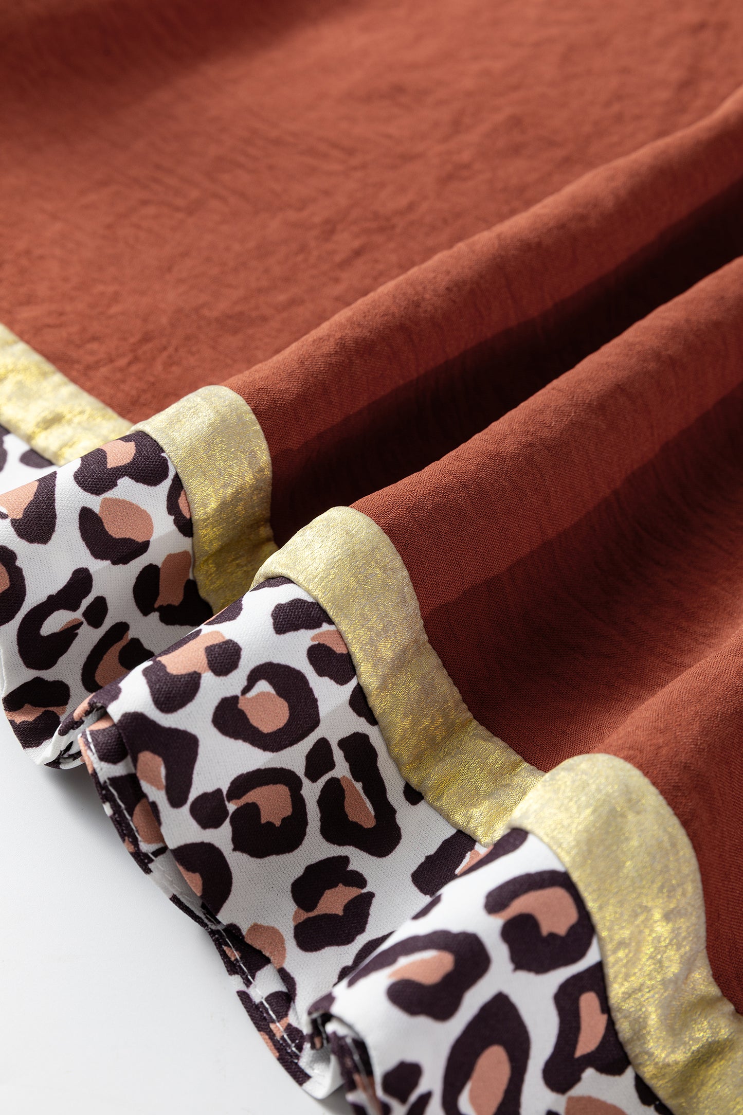 Clay Leopard Detail Loose Bracelet Sleeve Top