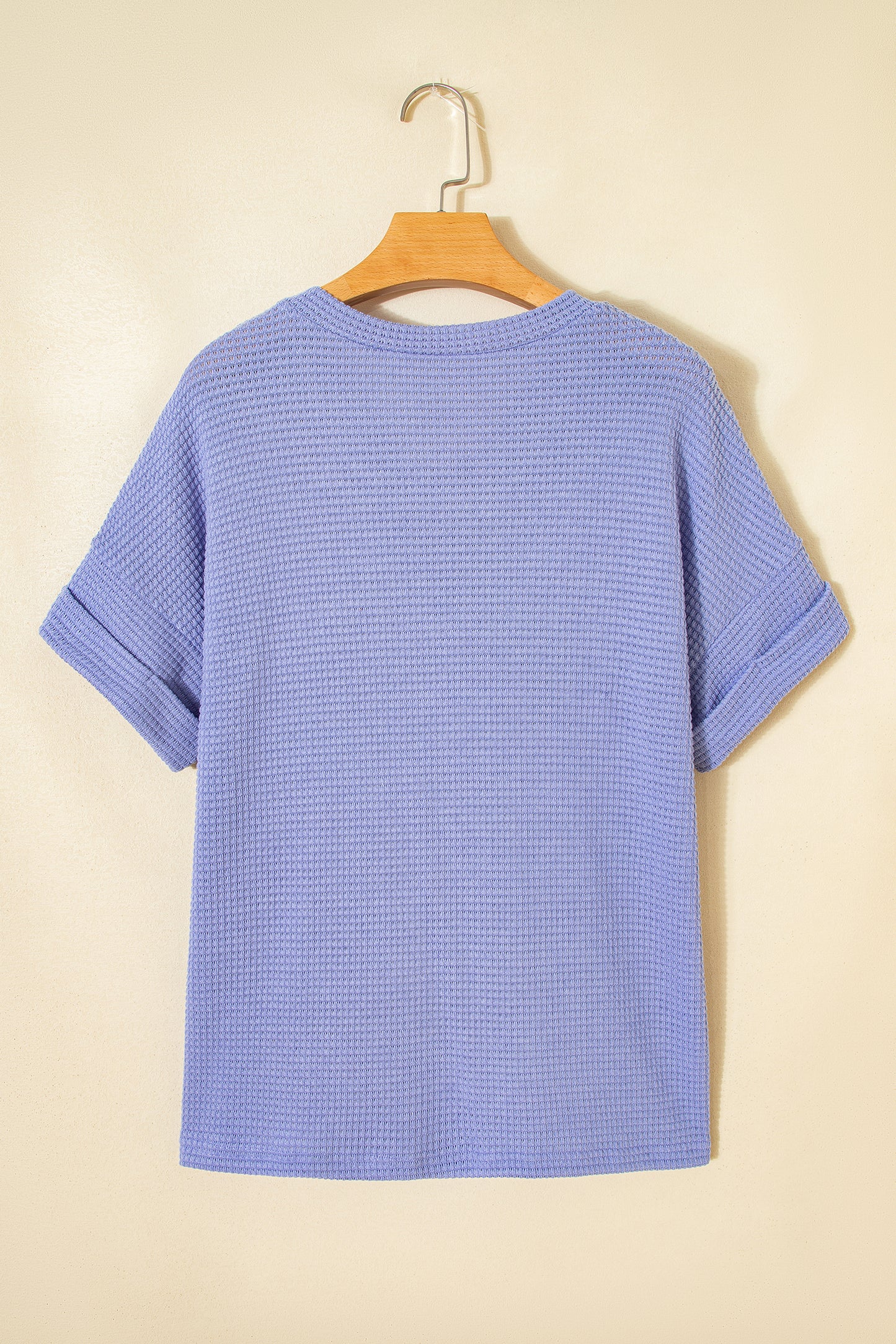 Wisteria Waffle V Neck Short Sleeve Knit Top