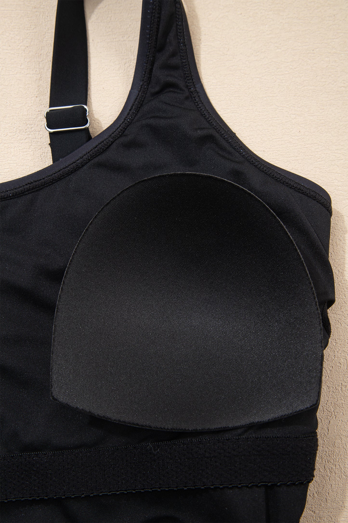 Black Drawstring Big Hole Floral Print Sleeveless One Piece Swimsuit