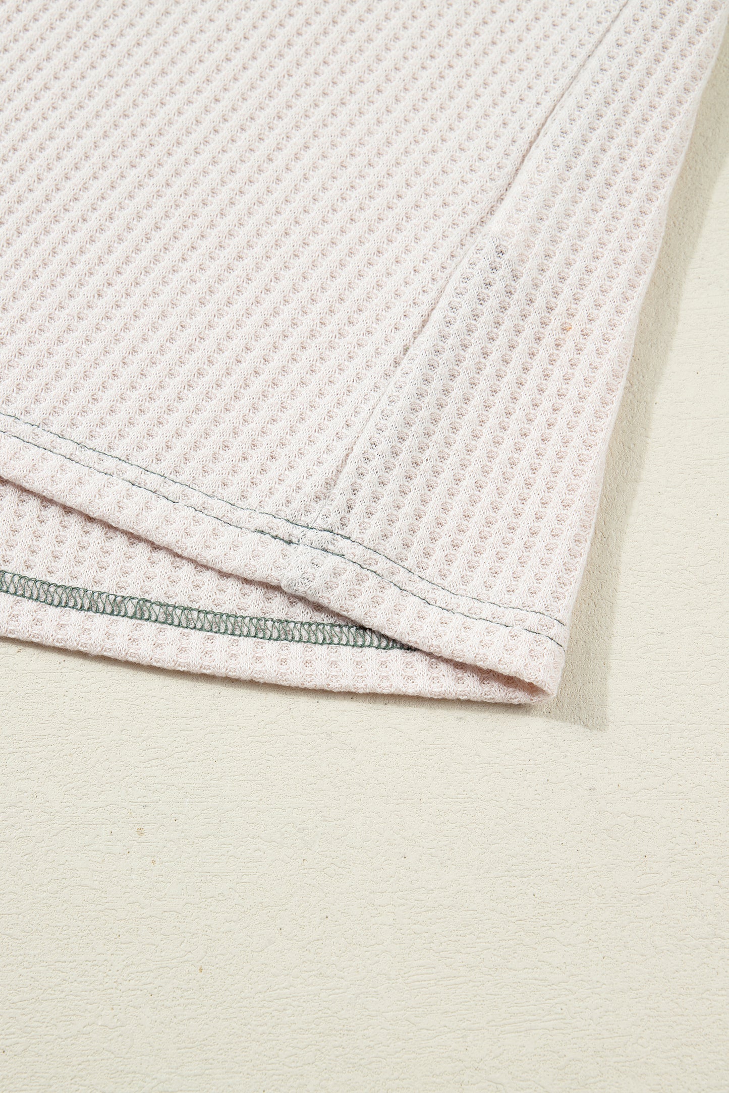 Mist Green Plus Size Waffled Color Block Long Sleeve Top