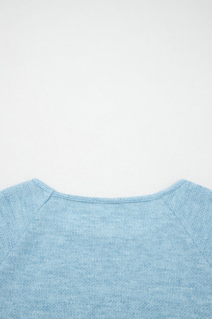 Myosotis Textured Raglan Sleeve Knit Loose Top