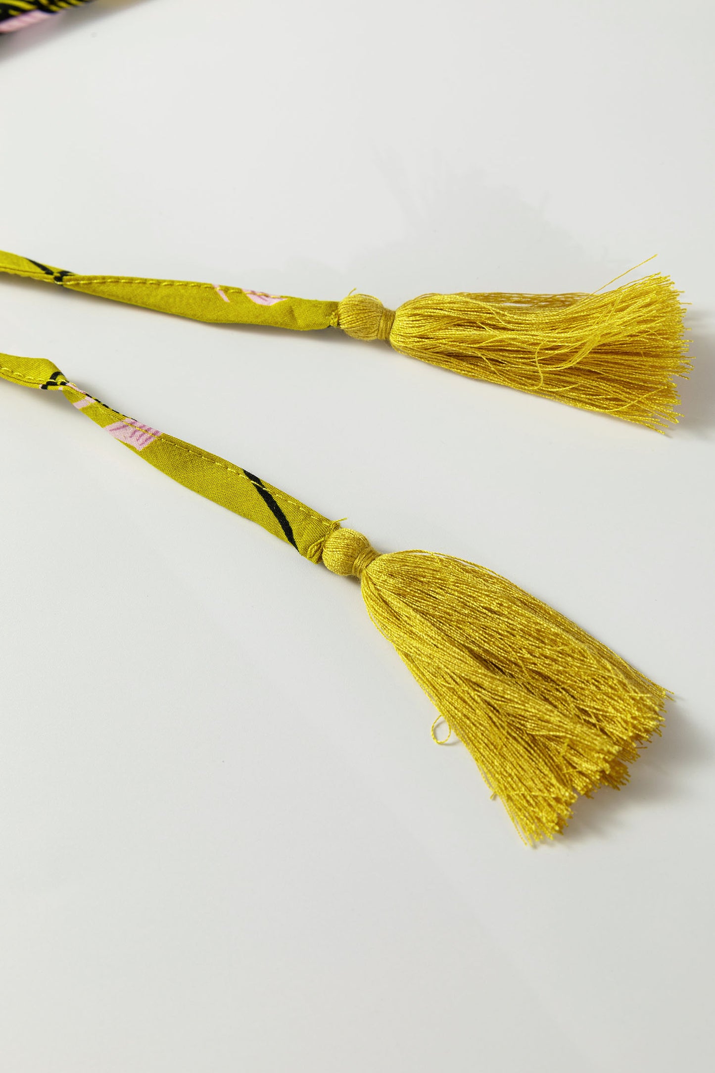 Yellow Vintage Floral V Neck Ruffle Trim Long Sleeve Blouse