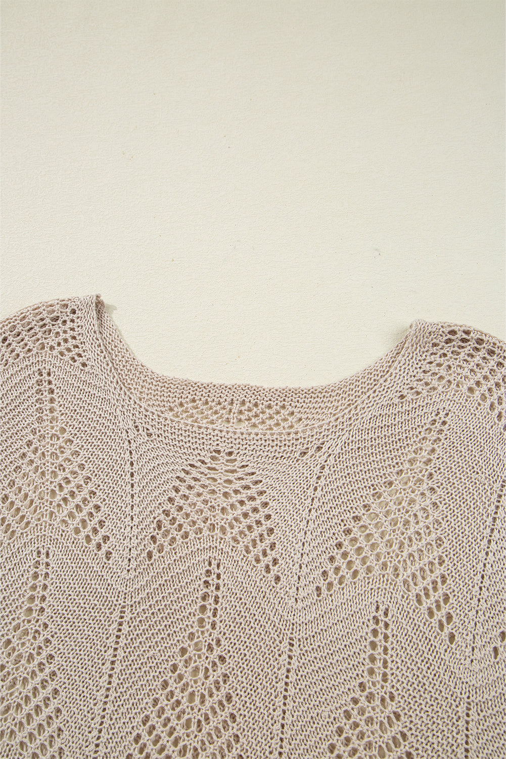 Parchment Hollow Out Knit 7/8 Sleeve Casual Sweater