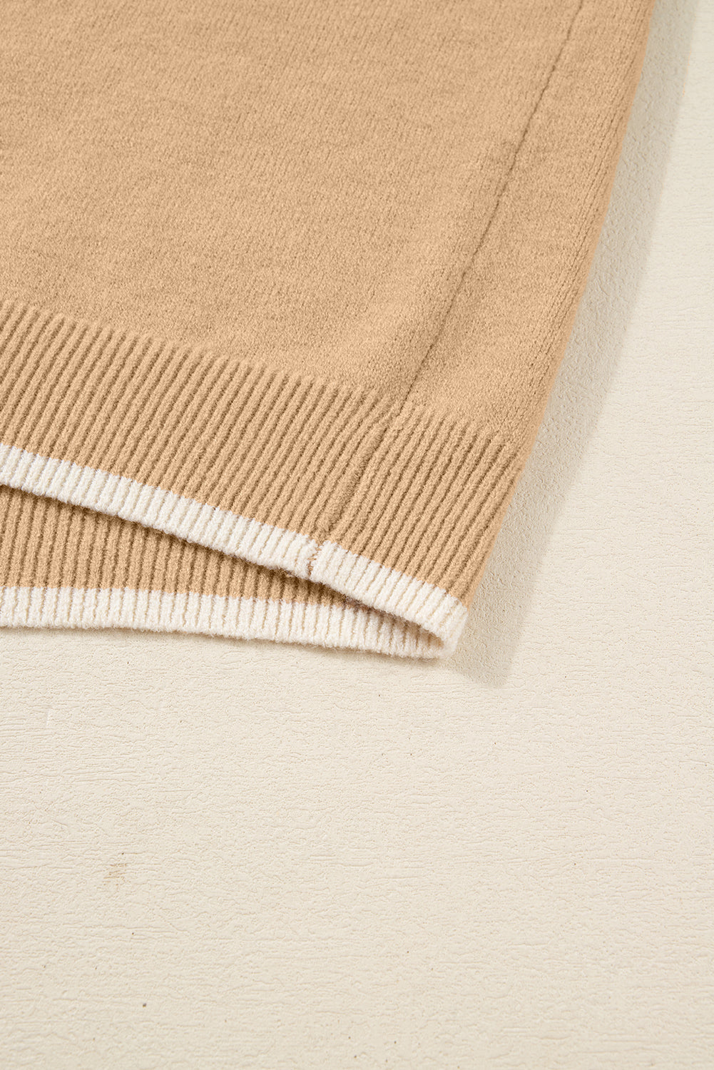 Tan Plus Size Leopard Bow Decor Split Cuffs Loose Sweater