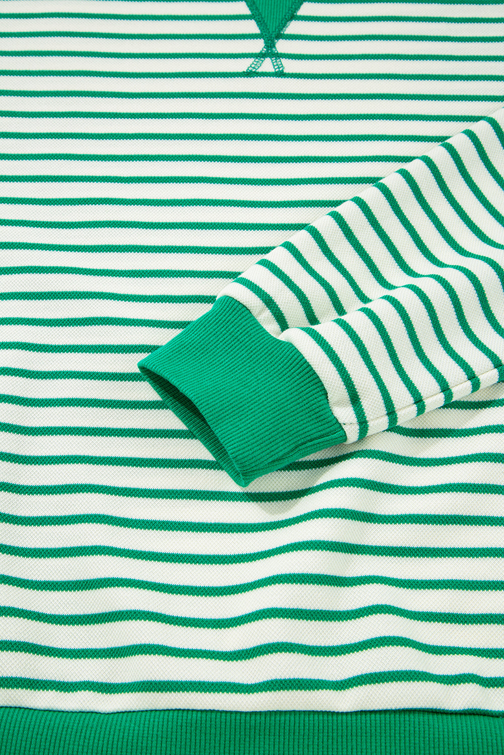 Bright Green Striped Exposed Seam Patchwork Loose Pullover Top