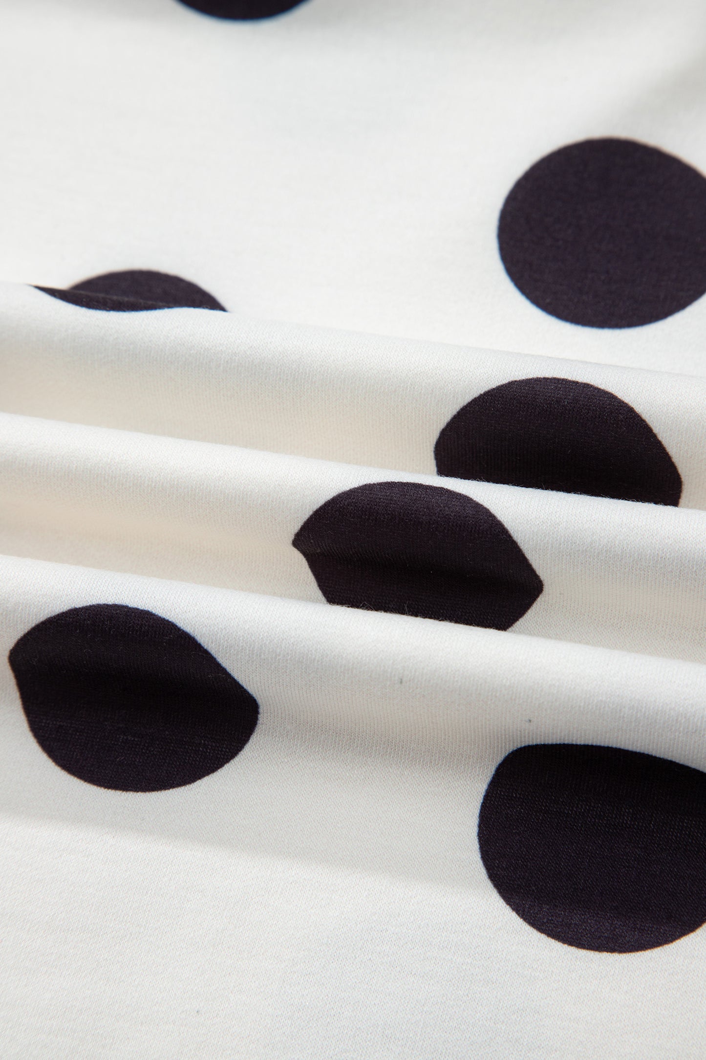 Beige Polka Dot Print Drop Shoulder Pullover Drawstring Shorts Set